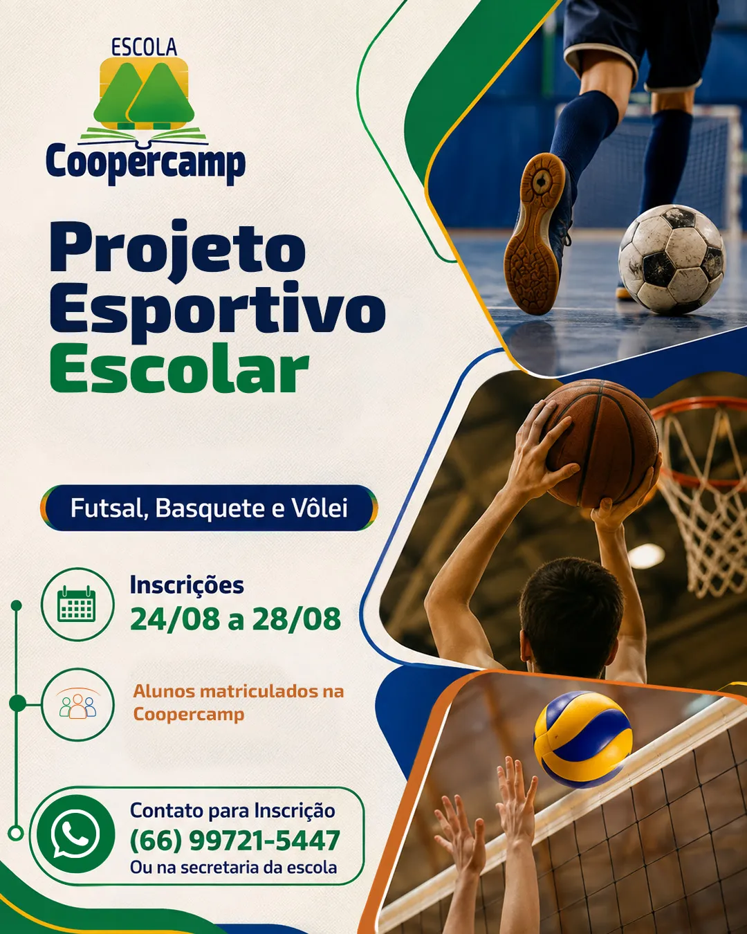 Cartaz do Projeto Esportivo Escolar da Coopercamp